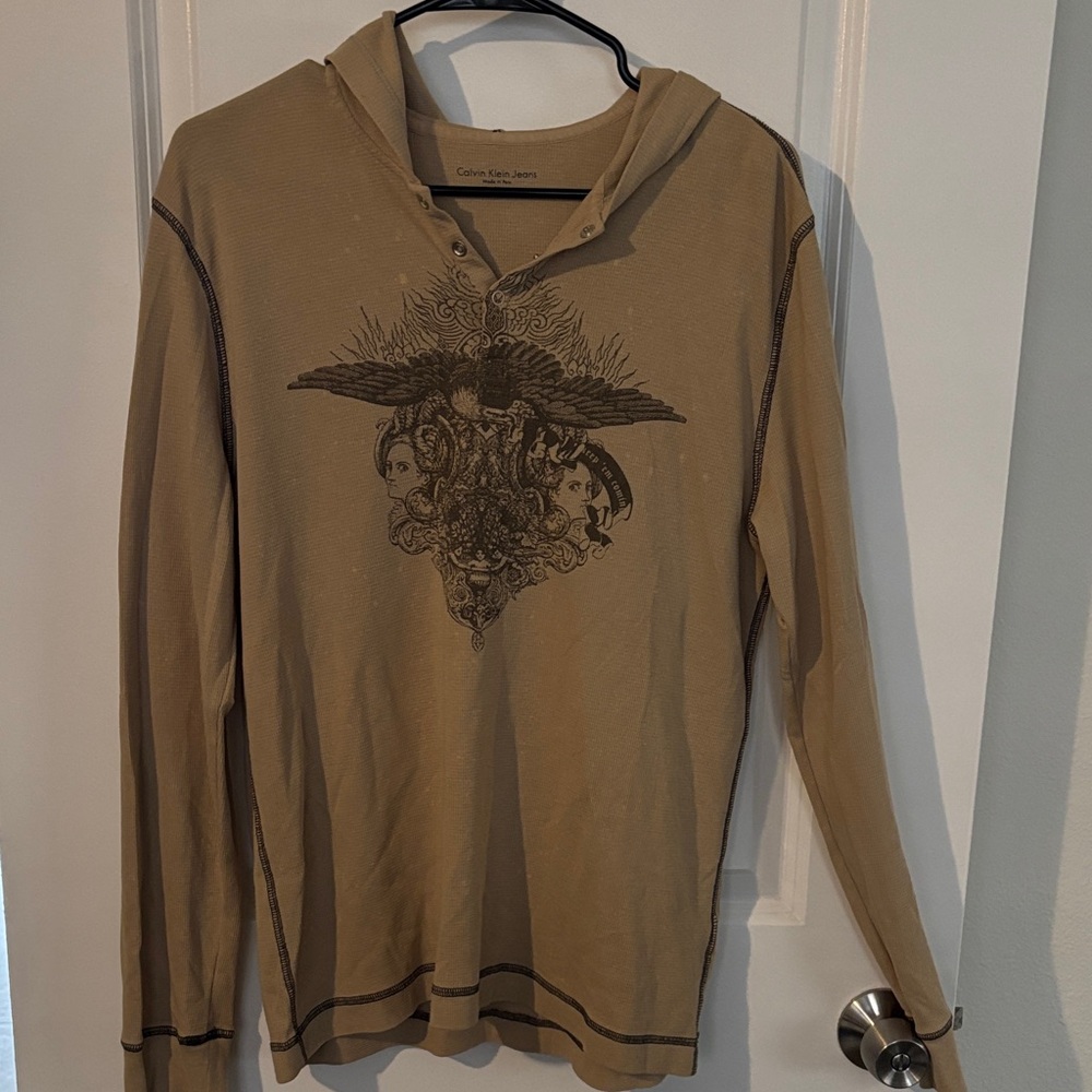 Calvin Klein Men's Beige Graphic Sweater